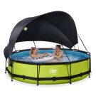 Piscina EXIT Lime &oslash;360x76cm con pompa filtro e pensilina - verde