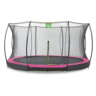 Trampolino elastico interrato EXIT Silhouette ø427cm con rete di sicurezza - rosa