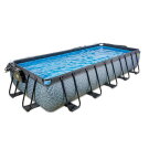 Piscina EXIT Stone 540x250x100cm con pompa filtro a sabbia e copertura e pompa di calore - grigio