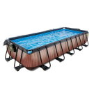 Piscina EXIT Wood 540x250x100cm con pompa filtro a sabbia e copertura e pompa di calore - marrone