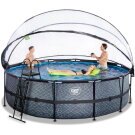 EXIT Stone pool ø488x122cm with sand filter pump and dome and heat pump - grey