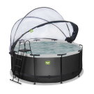 Piscina EXIT Black Leather &oslash;360x122cm con pompa filtro a sabbia e copertura - nero
