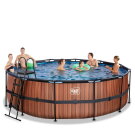 Piscina EXIT Wood ø450x122cm con pompa filtro - marrone