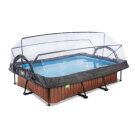 Piscina EXIT Wood 300x200x65cm con pompa filtro e copertura - marrone