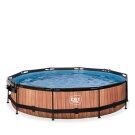 Piscina EXIT Wood &oslash;360x76cm con pompa filtro e copertura - marrone
