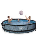 Piscina EXIT Stone &oslash;360x76cm con pompa filtro e pensilina - grigio