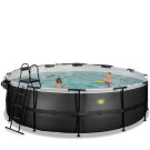Piscina EXIT Black Leather ø488x122cm con pompa filtro a sabbia e copertura e pompa di calore - nero
