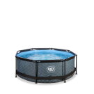 Piscina EXIT Stone &oslash;244x76cm con pompa filtro - grigia