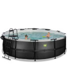EXIT Black Leather pool ø488x122cm with sand filter pump and dome and accessory set - black