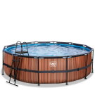 Piscina EXIT Wood &oslash;488x122cm con pompa filtro - marrone