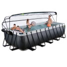 EXIT Black Leather pool 540x250x122cm with sand filter pump and dome - black