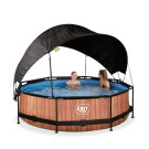 Piscina EXIT Wood &oslash;300x76cm con pompa filtro e pensilina - marrone