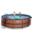 Piscina EXIT Wood &oslash;450x122cm con pompa filtro a sabbia e copertura - marrone