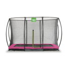 Trampolino elastico interrato EXIT Silhouette 214x305cm con rete di sicurezza - rosa