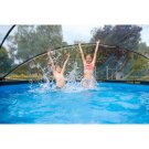 Piscina EXIT Stone ø360x122cm con pompa filtro a sabbia e copertura e pompa di calore - grigio