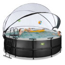 Piscina EXIT Black Leather ø427x122cm con pompa filtro a sabbia e copertura e set accessori - nero
