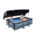 Piscina EXIT Stone 220x150x65cm con pompa filtro e pensilina - grigio