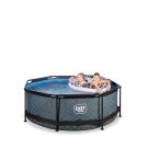 Piscina EXIT Stone &oslash;244x76cm con pompa filtro - grigia