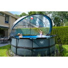 EXIT Stone pool ø427x122cm with sand filter pump and dome and heat pump - grey