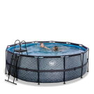 Piscina EXIT Stone ø427x122cm con pompa filtro a sabbia - grigia