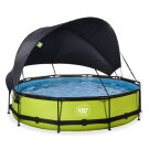 Piscina EXIT Lime &oslash;360x76cm con pompa filtro e pensilina - verde