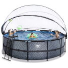 Piscina EXIT Stone &oslash;450x122cm con pompa filtro a sabbia e copertura - grigio