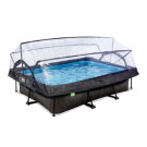 Piscina EXIT Black Wood 300x200x65cm con pompa filtro e copertura - nero