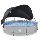 Piscina EXIT Soft Grey &oslash;360x76cm con pompa filtro e pensilina - grigio