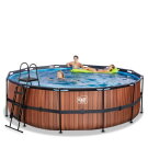 Piscina EXIT Wood ø450x122cm con pompa filtro - marrone