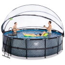 EXIT Stone pool ø450x122cm with sand filter pump and dome and heat pump - grey