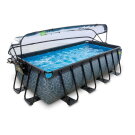 Piscina EXIT Stone 400x200x100cm con pompa filtro a sabbia e copertura - grigio