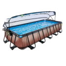 Piscina EXIT Wood 540x250x100cm con pompa filtro a sabbia e copertura - marrone