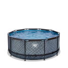 Piscina EXIT Stone ø360x122cm con pompa filtro a sabbia - grigia