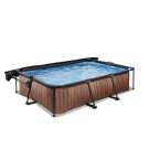 Piscina EXIT Wood 300x200x65cm con pompa filtro e pensilina - marrone