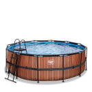 Piscina EXIT Wood &oslash;427x122cm con pompa filtro a sabbia - marrone
