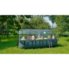 Piscina EXIT Wood 540x250x122cm con pompa filtro a sabbia e copertura e pompa di calore - marrone