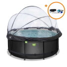 Piscina EXIT Black Leather ø360x122cm con pompa filtro a sabbia e copertura e set accessori - nero