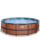 Piscina EXIT Wood &oslash;488x122cm con pompa filtro - marrone