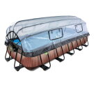 Piscina EXIT Wood 540x250x100cm con pompa filtro a sabbia e copertura e pompa di calore - marrone
