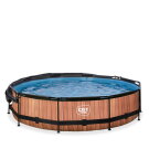 Piscina EXIT Wood &oslash;360x76cm con pompa filtro e pensilina - marrone