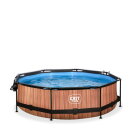 Piscina EXIT Wood &oslash;300x76cm con pompa filtro e copertura - marrone