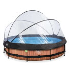 Piscina EXIT Wood &oslash;360x76cm con pompa filtro e copertura - marrone