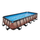 EXIT Wood pool 540x250x100cm with sand filter pump - brown