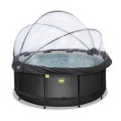 Piscina EXIT Black Leather ø360x122cm con pompa filtro a sabbia e copertura - nero