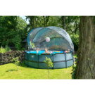 Piscina EXIT Stone ø488x122cm con pompa filtro a sabbia e copertura e pompa di calore - grigia