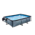Piscina EXIT Stone 300x200x65cm con pompa filtro e copertura - grigio