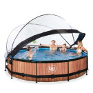 Piscina EXIT Wood &oslash;360x76cm con pompa filtro e copertura - marrone