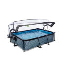 Piscina EXIT Stone 220x150x65cm con pompa filtro e copertura - grigio