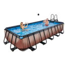 EXIT Wood pool 540x250x100cm with sand filter pump - brown