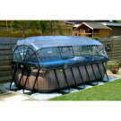 EXIT Stone pool 400x200x100cm with sand filter pump and dome - grey